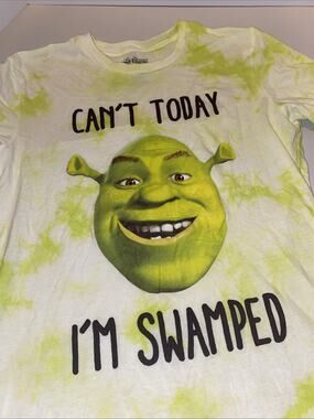 Dreamworks T Shirt Shrek "Can't Today I'm Swamped" Tie-Dye Graphic Tee Small